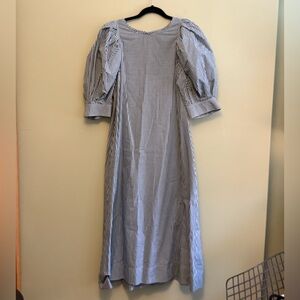 Loeffler Randall green gingham puff sleeve maxi dress